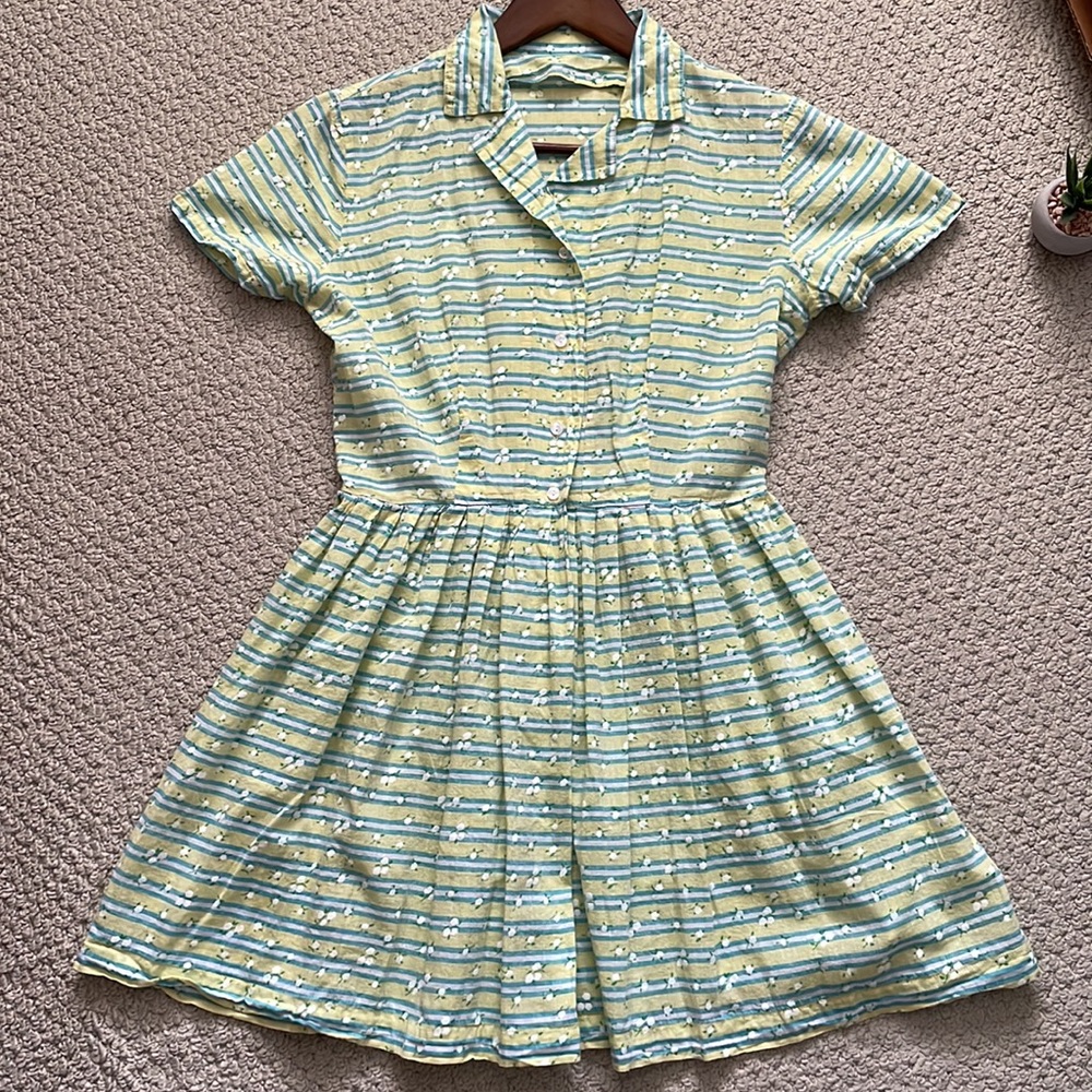 Green and yellow floral dress